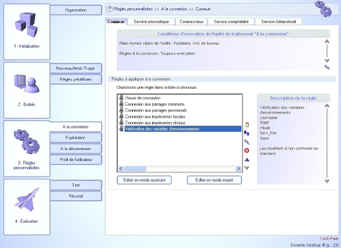 Exemple de tâches de connexion