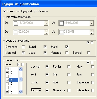 Exemple de tâches de connexion